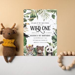 Wild One 1. Geburtstag   König der Dinge Krone Einladung