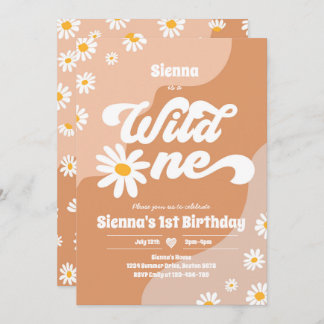Wild One 1. Geburtstag Party Boho Floral Daisy Einladung