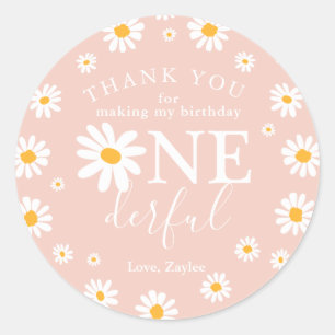 Wild One 1. Geburtstag Party Boho Retro Daisy Runder Aufkleber