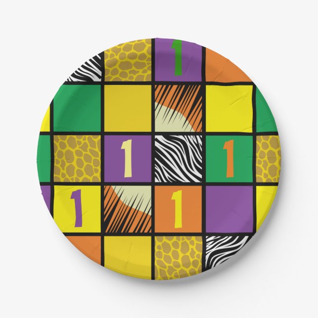 Wild One 1. Geburtstag Party Safari Pappteller (Vorderseite)