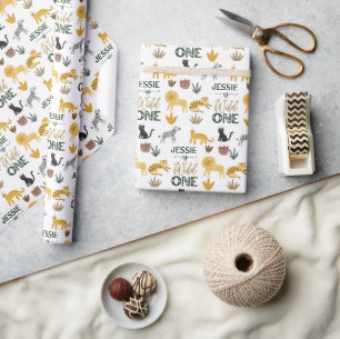 Wild One 1. Geburtstag Tropische Jungle Safari Geschenkpapier