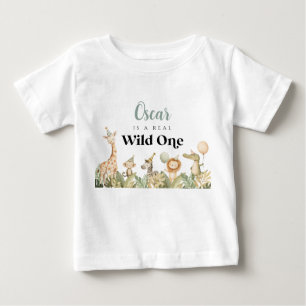 Wild One 1. Geburtstags-T-Shirt Safari-Tiere Junge Baby T-shirt