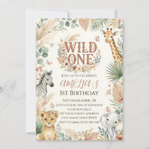 Wild One 1. Geburtstagseinladung Foto Boho Einladung