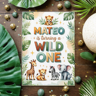 Wild One 1st Birthday Invitation Card - Mateo Einladung