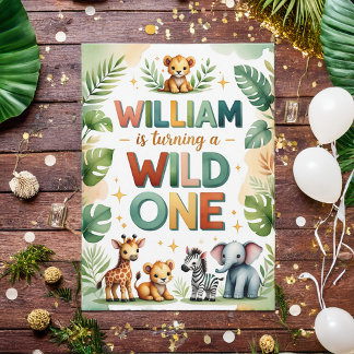 Wild One 1st Birthday Invitation Card - William Einladung