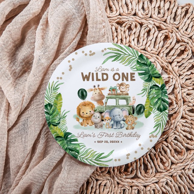 Wild One 1st Birthday Safari Animals Pappteller (Von Creator hochgeladen)