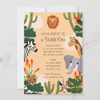 Wild One African Savanna Children's Birthday Party Einladung