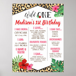 Wild One Animal Print 1. Geburtstag Meilenstein-Ze Poster