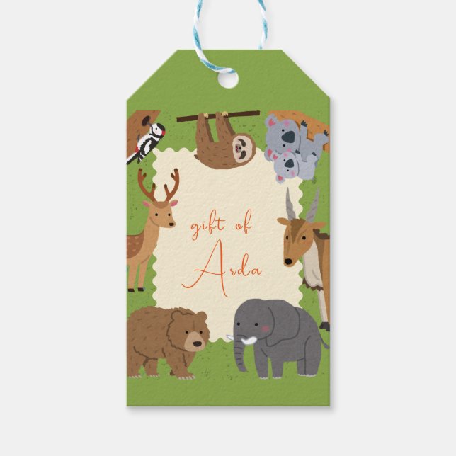 Wild One' Animal Thema Kind Birthday Party Geschenkanhänger (Vorderseite)