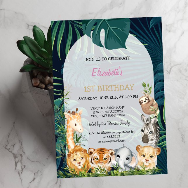 Wild-One-Animals Jungle Palm Blätter 1. Einladung (Von Creator hochgeladen)