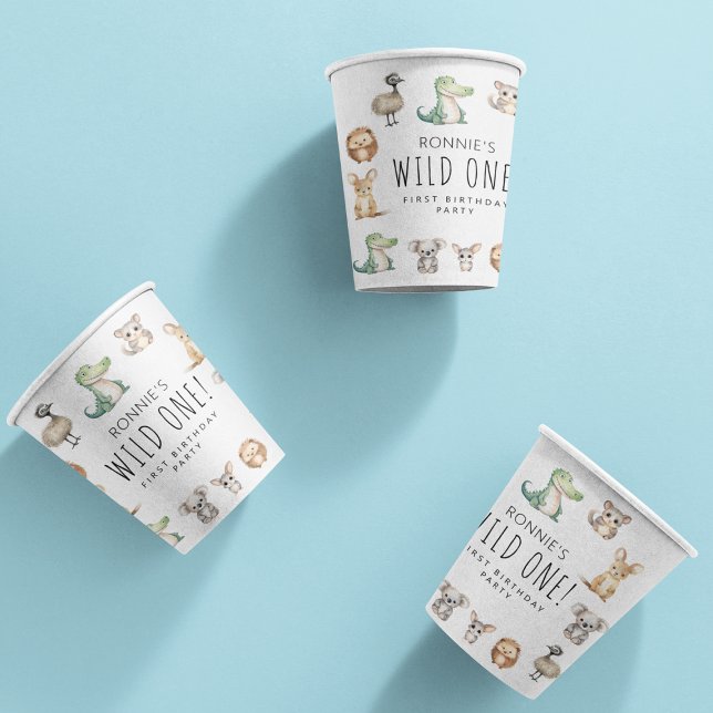 Wild One! Aussie Animal Birthday Party Willkommen Pappbecher (Von Creator hochgeladen)
