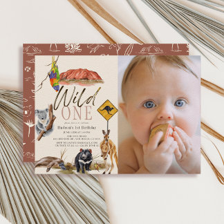 Wild One Australian Animals Foto 1. Geburtstag Einladung
