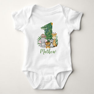 Wild One Baby 1. Geburtstag Jungle Safari T - Shir Baby Strampler