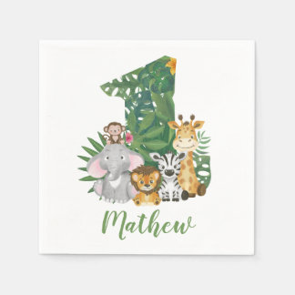 Wild One Baby 1. Geburtstag Jungle Safari T - Shir Serviette