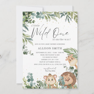 Wild One Baby Animals Baby Shower Einladung