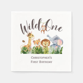 Wild One Baby Animals Jungle Safari 1. Geburtstag Serviette