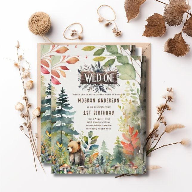 Wild One Baby Bear Woodland Animals 1. Geburtstag (Von Creator hochgeladen)