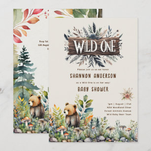 Wild-One-Baby-Bear-Woodland-Tiere rustikal Einladung