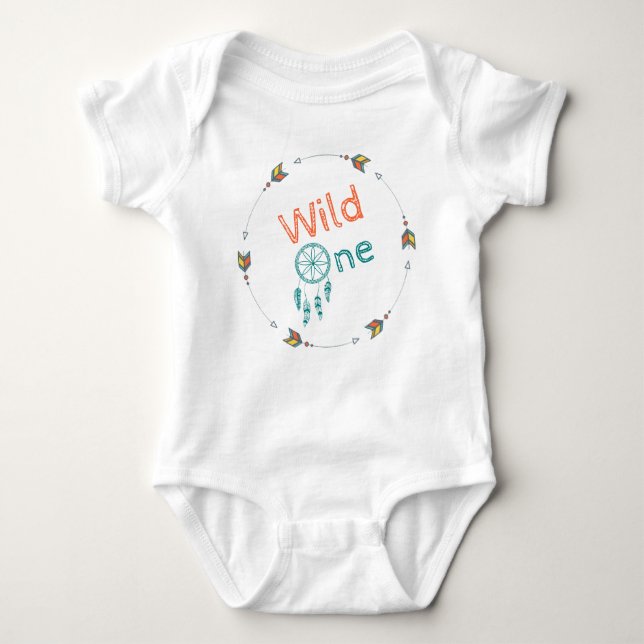Wild One Baby Birthday Tribal Boho Dreamcatcher Baby Strampler (Vorderseite)
