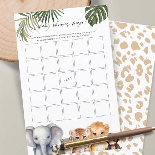 Wild One Baby Boy Shower Bingo Safari Tiere