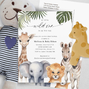 Wild One Baby Boy Shower Safari Baby Animals Einladungspostkarte
