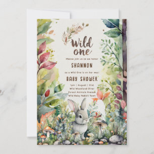 Wild One Baby Bunny Woodland Tiere Rustikal Einladung