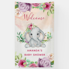Wild One - Baby Elephant und Blume Banner