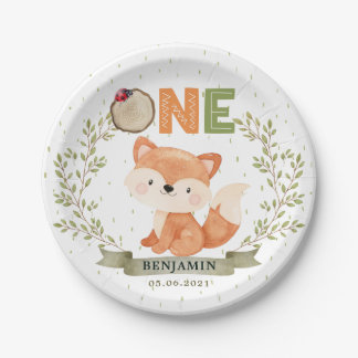 Wild One Baby Fox 1. Geburtstag Papierplatte Pappteller
