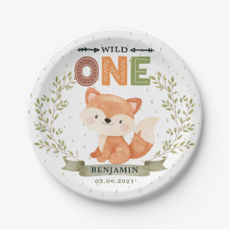 Wild One Baby Fox 1. Geburtstag Papierplatte Pappteller