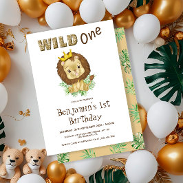 Wild One Baby Lion Thema 1. Geburtstagsparty Einladung