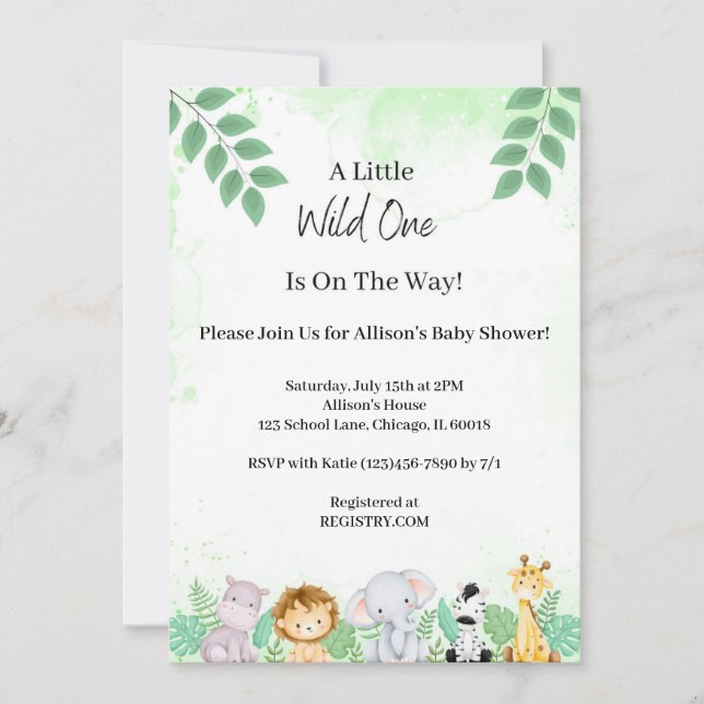 Wild One Baby Shower Einladung (Vorderseite)