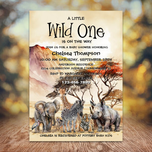 Wild One Baby Shower Safari Animals Einladung