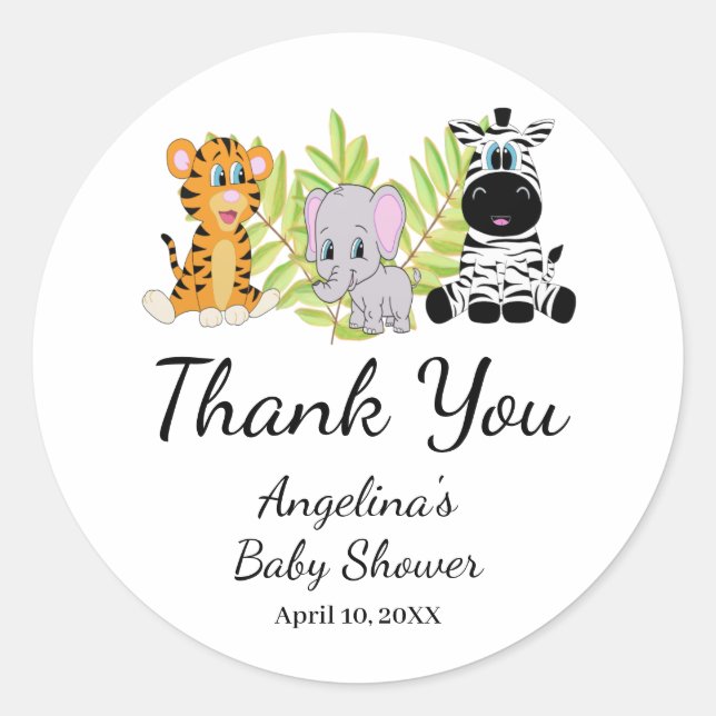 Wild One Baby Shower Safari Jungle Vielen Dank Runder Aufkleber (Vorderseite)