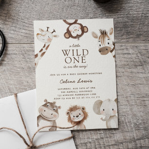 Wild-One-Baby-Shower-Safari-Thema Einladung