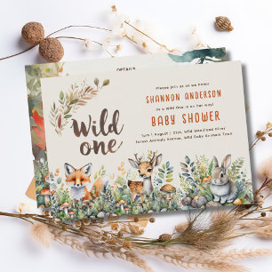 Wild-One-Baby-Woodland-Tiere Niedlich rustikal Einladung