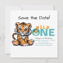 Wild ONE Baby's 1. Geburtstag Niedlich Tiger Pictu Save The Date