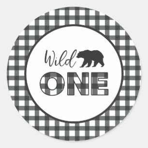 Wild One Bar Black Buffalo Kariert erster Geburtst Runder Aufkleber