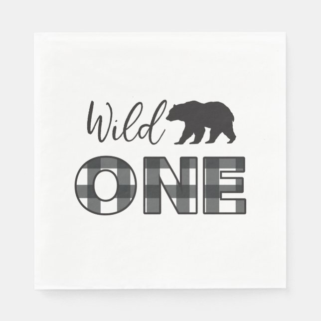 Wild One Bar Black Buffalo Kariert erster Geburtst Serviette (Vorderseite)