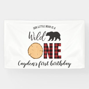 Wild One Bear Buffalo Kariert erster Geburtstag Banner