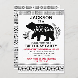 Wild One Bear Einladung zum ersten Geburtstag