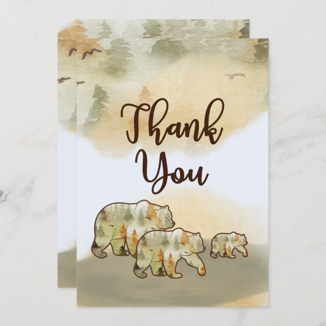 Wild One Bears Woodland Babydusche Danke (Vorne/Hinten)