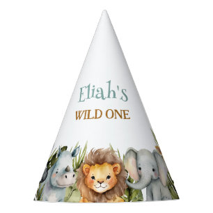 Wild One Birthday Baby Safari Animals Party Hat Partyhütchen