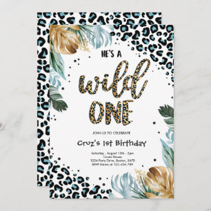 Wild One Birthday Boy Leopard Print Jungle Party Einladung