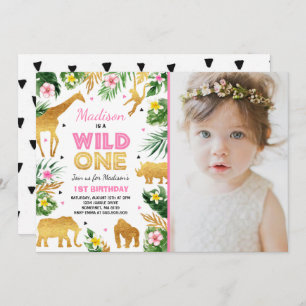 Wild One Birthday Invitation Safari Animals Party Einladung