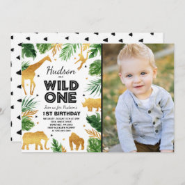 Wild One Birthday Invitation Safari Animals Party Einladung