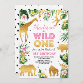 Wild One Birthday Invitation Safari Animals Party Einladung