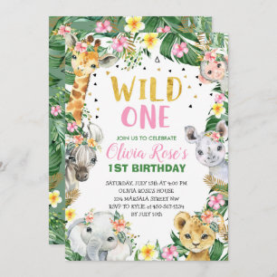 Wild One Birthday Jungle Safari Einladung