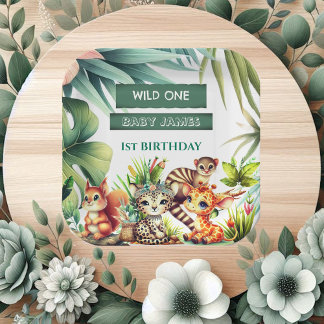 Wild One Birthday Jungle Safari Tropische Vegetati Pappteller