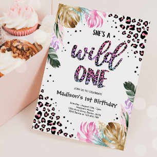 Wild One Birthday Leopard Print Wild Jungle Party Einladung