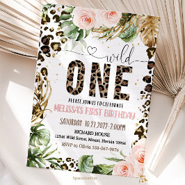 Wild One Birthday Leopard Print Wild Jungle Party Einladung